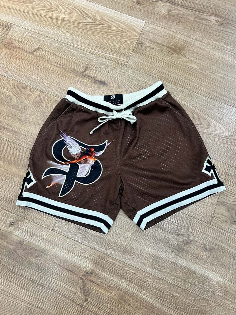 Saint Potential Mocha League Shorts Size XS Brown Mesh Streetwear